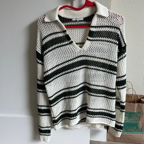 Madewell Open-Stitch Johnny Collar Sweater - Picture 6 of 12